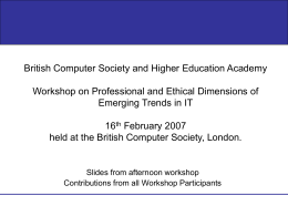 British Computer Society and Higher Education Academy