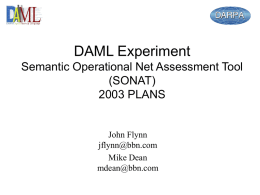DAML Experiment Semantic Operational Net Assessment Tool (SONAT) 2003 PLANS