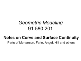Geometric Modeling 91.580.201 Notes on Curve and Surface Continuity