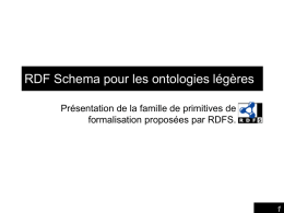 RDF Schema pour les ontologies légères formalisation proposées par RDFS. 1