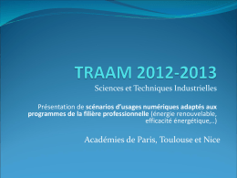 Académies de Paris, Toulouse et Nice Sciences et Techniques Industrielles efficacité énergétique,..)