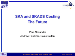 SKA and SKADS Costing The Future Paul Alexander Andrew Faulkner, Rosie Bolton