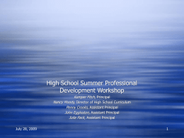 High School Summer Professional Development Workshop Kemper Fitch, Nancy Moody,