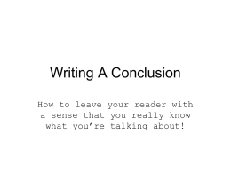 Writing A Conclusion How to leave your reader with