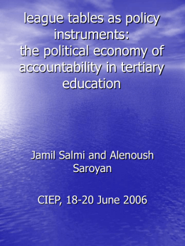 league tables as policy instruments: the political economy of accountability in tertiary