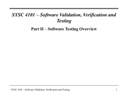 SYSC 4101 – Software Validation, Verification and Testing