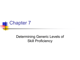 Chapter 7 Determining Generic Levels of Skill Proficiency