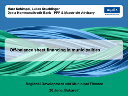 Off-balance sheet financing in municipalities Regional Development and Municipal Finance