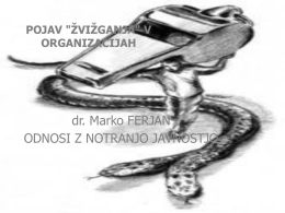 dr. Marko FERJAN ODNOSI Z NOTRANJO JAVNOSTJO POJAV &#34;ŽVIŽGANJA&#34; V ORGANIZACIJAH