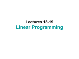 Linear Programming Lectures 18-19