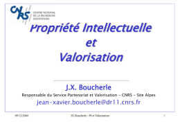 Propriété Intellectuelle et Valorisation J.X. Boucherle