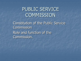 PUBLIC SERVICE COMMISSION Constitution of the Public Service Commission