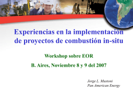 Experiencias en la implementación de proyectos de combustión in-situ Workshop sobre EOR