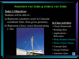 POSITION VECTORS &amp; FORCE VECTORS Today’s Objectives: