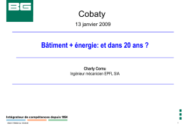 Cobaty Bâtiment + énergie: et dans 20 ans ? 13 janvier 2009