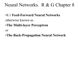 Neural Networks.  R &amp; G Chapter 8