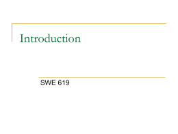 Introduction SWE 619