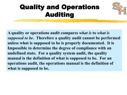Quality and Operations Auditing
