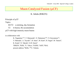 Muon Catalyzed Fusion (µCF) K. Ishida (RIKEN)