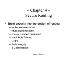 – Chapter 4 – Secure Routing