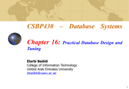 – Database Systems CSBP430 Chapter 16: Practical Database Design and