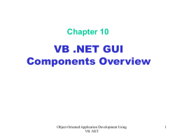 VB .NET GUI Components Overview Chapter 10 Object-Oriented Application Development Using