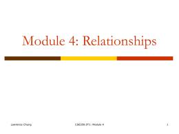 Module 4: Relationships Lawrence Chung CS6359.0T1: Module 4 1
