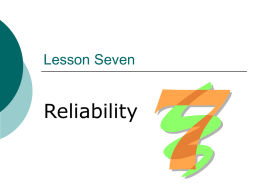 Reliability Lesson Seven
