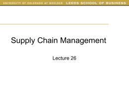 Supply Chain Management Lecture 26