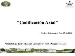“Codificación Axial” “Métodología de Investigación Cualitativa”. Profs. Pasquali y Acedo.