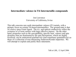 Intermediate valence in Yb Intermetallic compounds