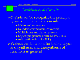 5. Combinational Circuits Objectives types of combinational circuits