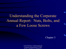 Understanding the Corporate Annual Report:  Nuts, Bolts, and Chapter 3