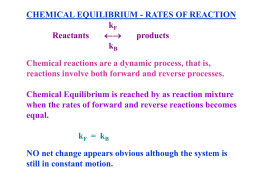 CHEMICAL EQUILIBRIUM - RATES OF REACTION k Reactants products