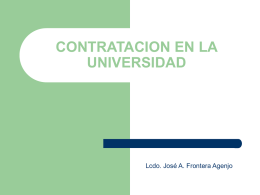 CONTRATACION EN LA UNIVERSIDAD Lcdo. José A. Frontera Agenjo