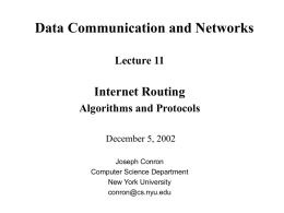Data Communication and Networks Internet Routing Lecture 11 Algorithms and Protocols