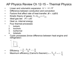 – Thermal Physics AP Physics Review Ch 12-15 