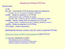 Reading and Writing FITS Files