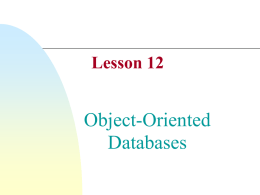Object-Oriented Databases Lesson 12