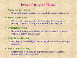 Image Analysis Phases • Image pre-processing • Image segmentation