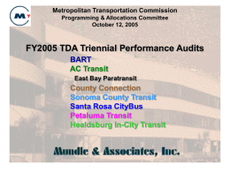 FY2005 TDA Triennial Performance Audits BART AC Transit County Connection