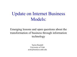 Update on Internet Business Models: