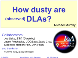 How dusty are DLAs? (observed) Collaborators: