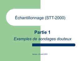 Partie 1 Échantillonnage (STT-2000) Exemples de sondages douteux Version: 22 août 2003
