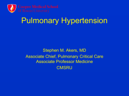 Pulmonary Hypertension Stephen M. Akers, MD Associate Chief, Pulmonary Critical Care
