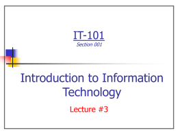 Introduction to Information Technology IT-101 Lecture #3