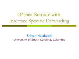 IP Fast Reroute with Interface Specific Forwarding Srihari Nelakuditi
