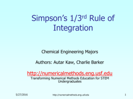 Simpson’s 1/3 Rule of Integration rd