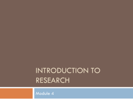 INTRODUCTION TO RESEARCH Module 4