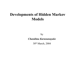 Developments of Hidden Markov Models by 30